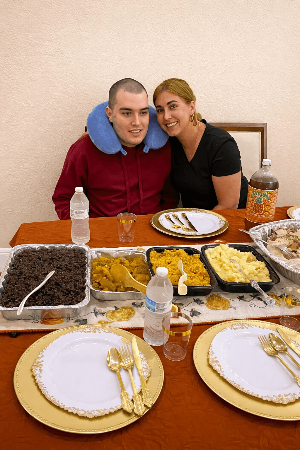 Residents sharing a meal together